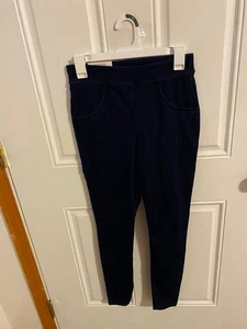 NEU DAMENGRÖSSE SMALL 4-6 FARBTON HOHE TAILLE BEQUEME LÄNGE DENIM LEGGING - Bild 1 von 9