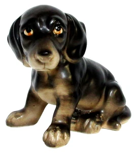 Figurine chien assis vintage 3 pouces de haut céramique marron n° 1263 Japon - Photo 1/6