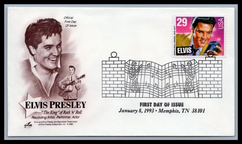 US FDC # 2721 29c Elvis Presley ArtCraft   1993, 9c673 - Image 1 of 1