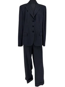 Armani Collezioni Navy Pinstripe Pantsuit – Made in Italy – Size 12 - Picture 1 of 23