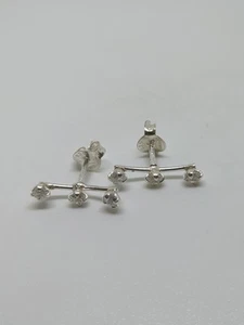 Sterling Silver 925 CZ Trio Stud Earrings - Picture 1 of 4