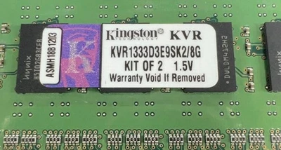 Kingston KVR1333D3E9SK2/8G 8GB DDR3-1333 ECC Server RAM 2 Modules Tested - Image 1 of 3