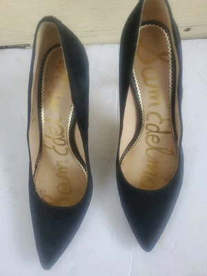 Zapato plano Sam Edelman talla 6,5 Rodney D'Orsay azul marino gamuza cuero punta en punta Foto 1 de 4