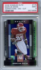 Elite Aspirations 2008 troquelado 9/15 #179 Marcus Monk Arkansas Razorbacks PSA 9 - Imagen 1 de 2