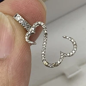Jane Seymour Solid 14K White Gold 0.33TCW Open Heart Diamond Charm PENDANT - Picture 1 of 23