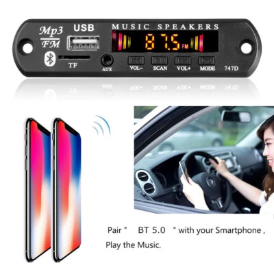 Lettore MP3 Mini per Auto Bluetooth 5.0 USB AUX 3,5mm Radio FM Multifunzione