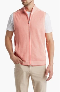 Tommy Bahama Coolside IslandZone Full Zip Vest Mens XLarge Pink Knit Golf New - Picture 1 of 16