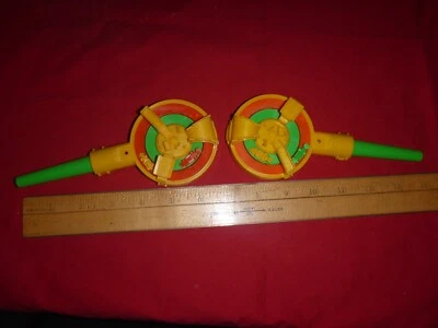2 Vintage Bruder West Germany Plastic Racetrack Blow Cars Whistle Kazoo Toy - Image 1 of 4