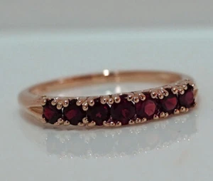 R302 Genuine 9K,10K, 18K Real Gold Natural Rhodolite 7-stone Half- Eternity Ring - Picture 1 of 7