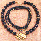 Avon Azure Necklace Collection Blue Bead Gold Plated Motif Choker Lot 1980S Vtg