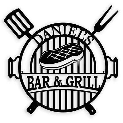 Letrero de nombre personalizado para barbacoa de metal para barbacoa barbacoa cabeza de toro hombre dado Foto 1 de 4