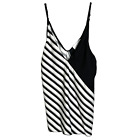 Terre Jacobs Feel The Piece Women's Cami Tank Black & White Striped V-Neck S NWT