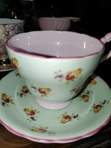 Victoria C & E Vintage Bone China of England Teacup and Saucer Set shabby chic - Picture 1 of 7