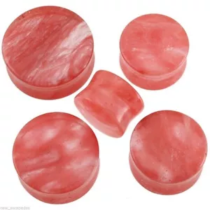 PAIR-Glass Murano Coral Saddle Flare Ear Plugs 14mm/9/16" Gauge - Picture 1 of 3