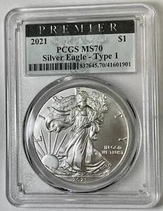 2021 Bullion Silver Eagles PCGS MS-70 Silver Eagle - Type 1 - Picture 1 of 4