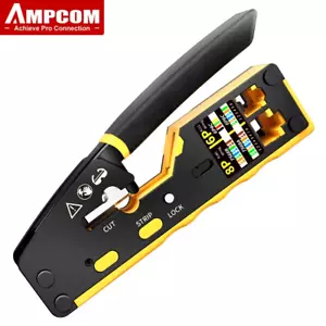 RJ45 Network Crimper - 3-in-1 RG11 Crimp/Cut/Strip Lan CAT8/7/6A/6/5E STP/UTP - Picture 1 of 6