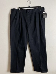 Beverly Hills Polo Club Dress Pants Mens 42x32 100% Cotton Pleated Cuffed Black - Picture 1 of 5