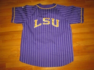 Starter LSU TIGERS Vtg 1990s PIN STRIPE Baseball Jersey jacket louisiana state L - Picture 1 of 5