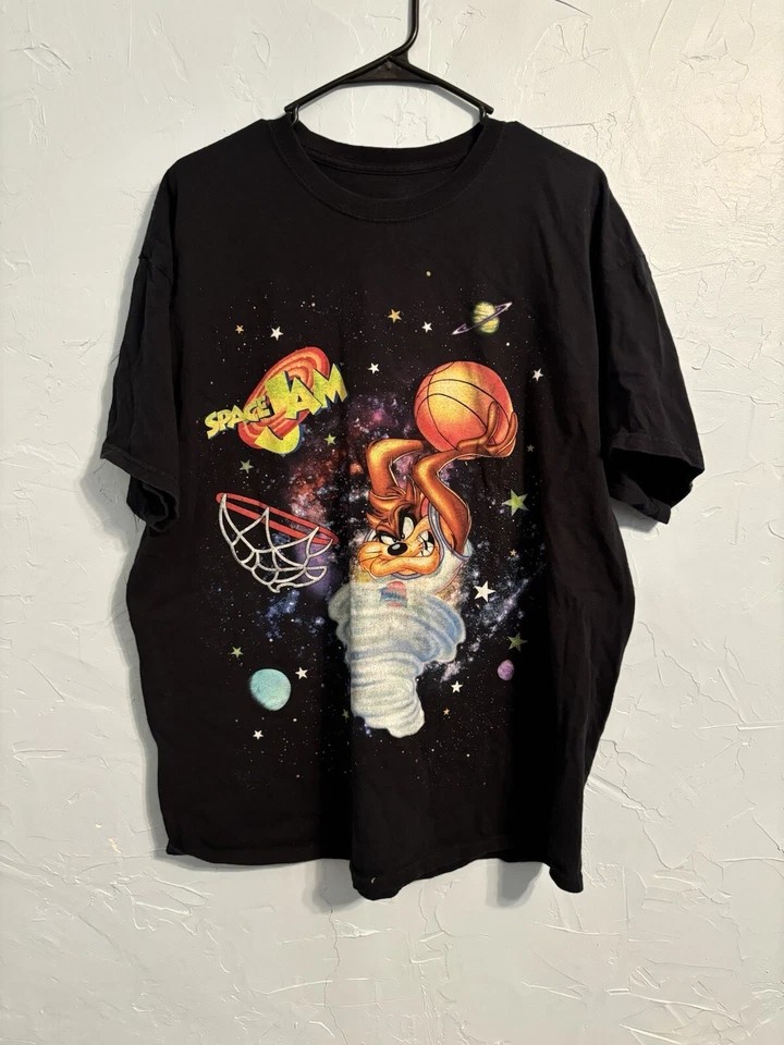 Vintage Space Jam Taz Dunking T-shirt - Black - Mens - XL  - Image 1 of 4