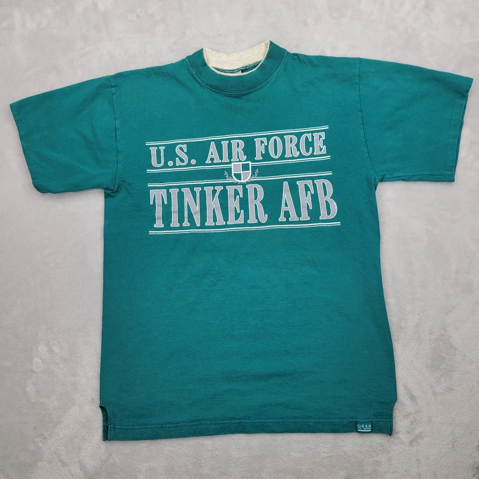 US Air Force Shirt Mens Medium Ringer Vets Pilot Squad Tinker Base AFB OKC Adult - Image 1 of 4