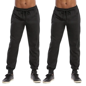 2 Pack Men's Fleece Jogger Sweatpants Cotton Lightweight Drawstring with Pockets - Picture 1 of 33