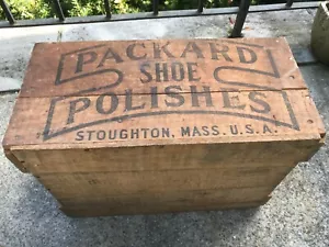 Vtg Antique Packard's Shoe Polishes Stoughton, Mass USA Wood Box Crate - Picture 1 of 6