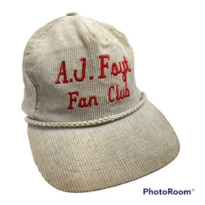 Vintage 80s AJ Foyt NASCAR Fan Club Hat Cap Cord Tan Corduroy Strapback Calhead - Picture 1 of 11