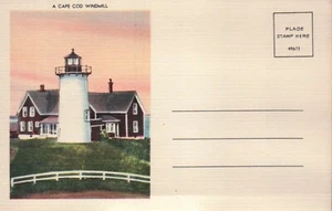 Eine Cape Cod Windmühle Massachusetts MA --- alte Vintage Standard Leinen Postkarte - Bild 1 von 2