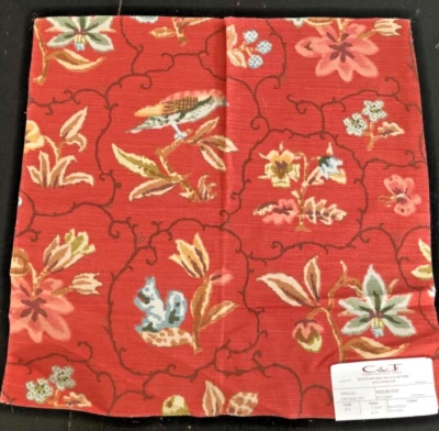 COWTAN & TOUT Shelburne in Multi, Red 17 1/2 x 18" Animal Print Fabric Sample - Image 1 of 3