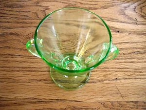 Vintage Grün Depression Glas 2-Griff Tasse Zuckerdose ~  - Bild 1 von 5