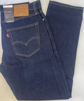 Mens Levis 502 Taper Fit Stretch Denim Riveted Jeans Dark Blue Waist Size 29 40