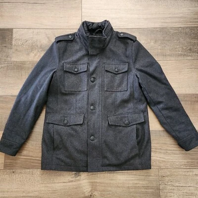 Guess Men's Gray Wool-Blend Insulated Military Quilted Coat Jacket Size M - Image 1 of 4
