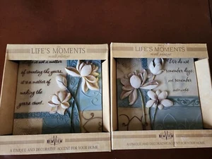 Ceramic Hanging Wall Plaques Trivets Floral Home Decor Set Of 2 Remember Moments - Picture 1 of 4