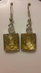 Light Gold Colour Rectangular dangle Earrings.☆(D3-37). New - Picture 1 of 3
