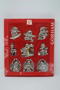 Set of 9 Gorham Silver-Plated Christmas Ornaments 762415 Santa Snowmen Angel NIB - Picture 1 of 2