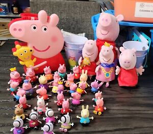Huge Peppa Pig & Friends Lot Figures 4 Plush 1 Figure Case 4 Pails Few Repeats