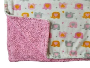 Nuby Babydecke Elefanten und Herzen weiß orange grau rosa Sherpa 30 x 40 Nur - Bild 1 von 9