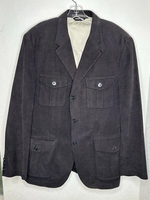 Tasso Elba Jacket Mens L 42-44 Brown Corduroy Barn Chore Cargo Pockets Blazer - Image 1 of 4