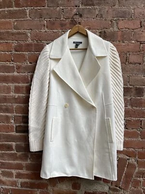 Vince for Bergdorf Goodman Women’s Pea Coat, Sz XS Off White Wool, Knit Arms 4.0 - Image 1 of 4