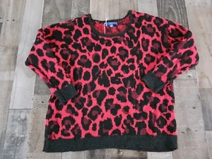 Apt 9 Sweater Top Leopard Print Red Black Size Ps Petite Small Pullover - Picture 1 of 7