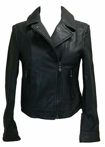Coach Leather Motorcycle Jacket, Women's Moto Jacket, 83358 Navy $798 - Picture 1 of 21