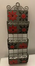 3 Tier Hand-painted Raised Tin & Wrought Iron Letter Holder