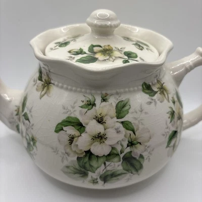 Arthur Wood ~ Tetera Inglaterra Verde y Blanco Floral Borde Vieira  Foto 1 de 4