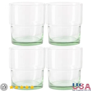 Juego de cristalería reciclada apilable ecológico 10 oz apto para lavavajillas paquete de 4 nuevo - Imagen 1 de 10