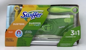Swiffer Spazzatrice Spolverino Starter Kit 3 in 1 Spazzatrice 6 Dry 4 Wet Mop Polvere Nuovo - Foto 1 di 3