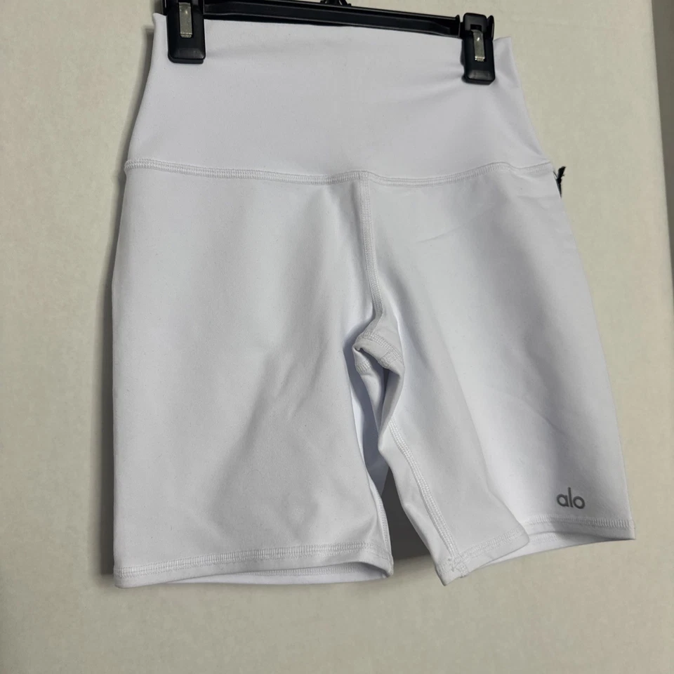 ALO YOGA High Waist Biker Short WHITE Small