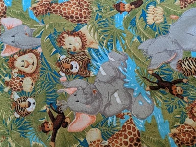 Monkey Island Fabric Nursery Lion Giraffe Monkey Tiger  1 1/2+ Yards  - Image 1 of 4