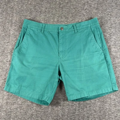 Bonobos Shorts Mens 35 Green Washed Chino 7 Inch Inseam Flat Front Casual Twill - Image 1 of 4