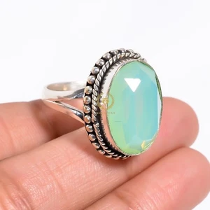Green Milky Opal Gemstone Rings 925 Sterling Silver Jewelry For Women - Picture 1 of 3