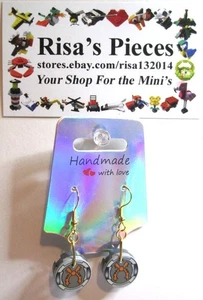 LEGO Loop 2x2 runde Fliesen Ohrringe - orange & grau Muster - (2 Stück) - Bild 1 von 2